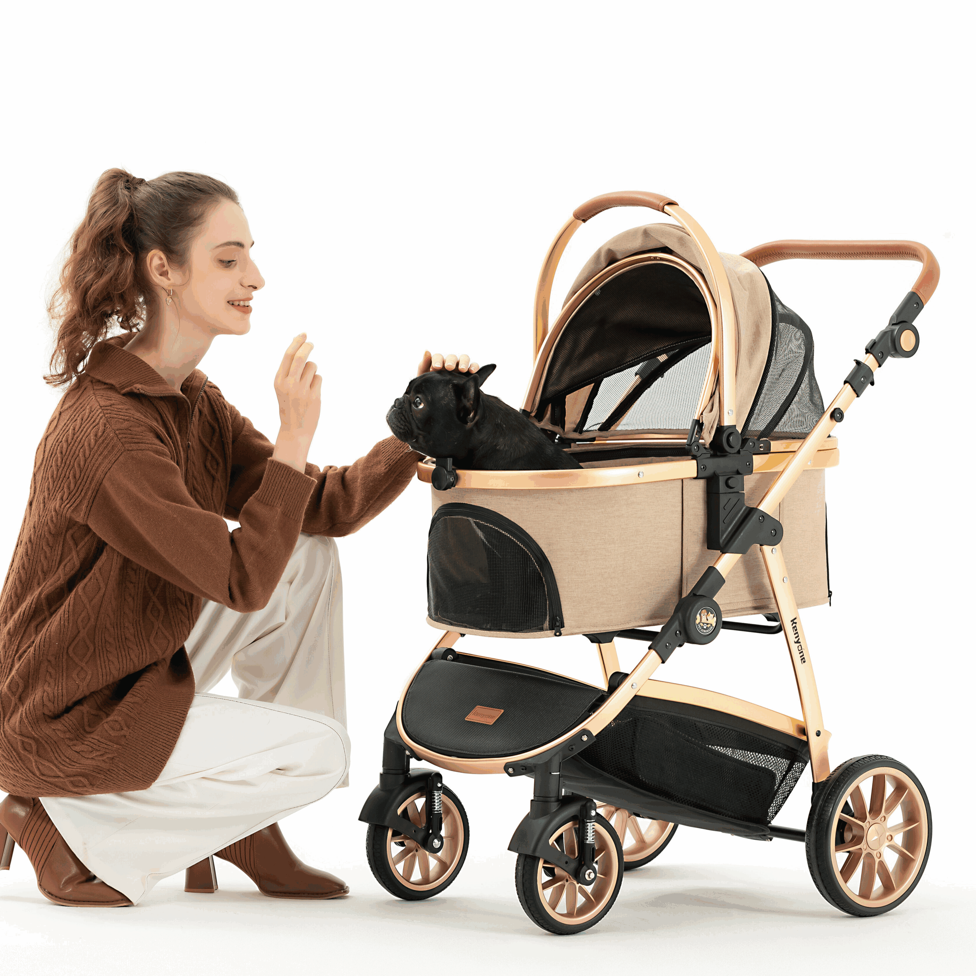 Detachable Pet Baby Stroller for Dog and Cat Foldable 2 in 1 Pet Cart