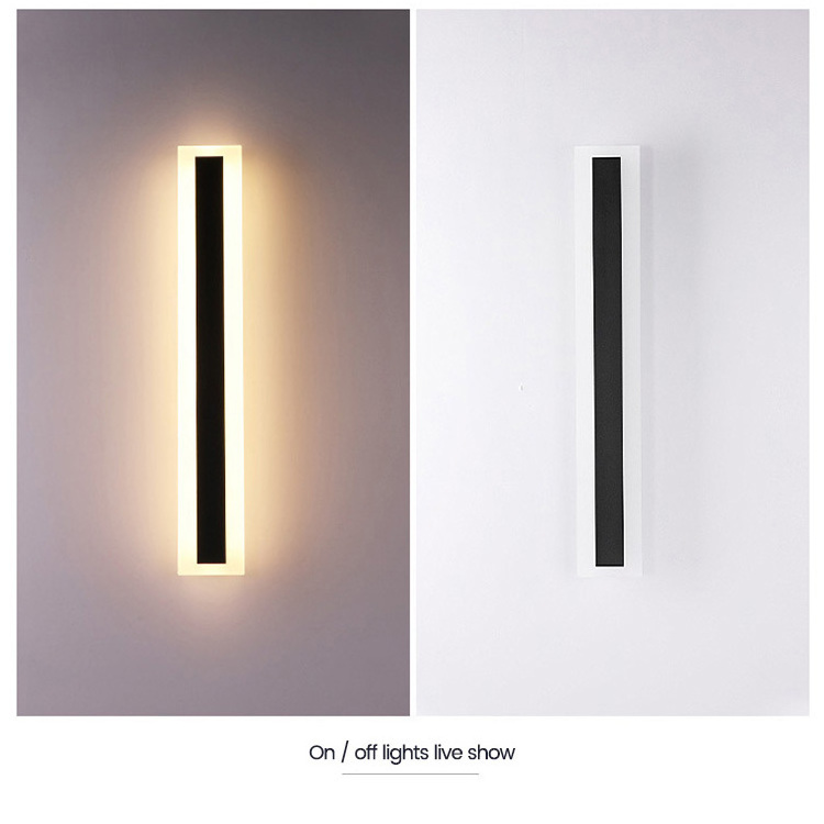 Modern Outdoor Exterior Linear Strip Wall Lamp Waterproof IP65 3000K Warm White Garden Sconce Long LED outdoor Wall Lights