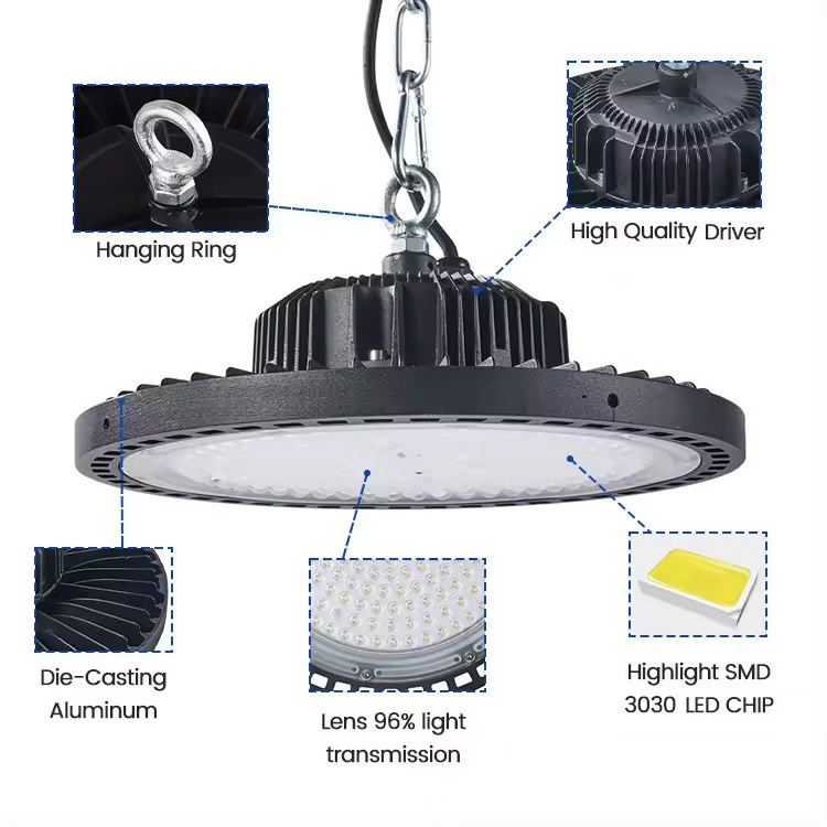 2pcs/ctn US Stock 3 Years Warranty 100W 150W 200W LED Commercial Industrial Lighting Warehouse UFO High Bay Light