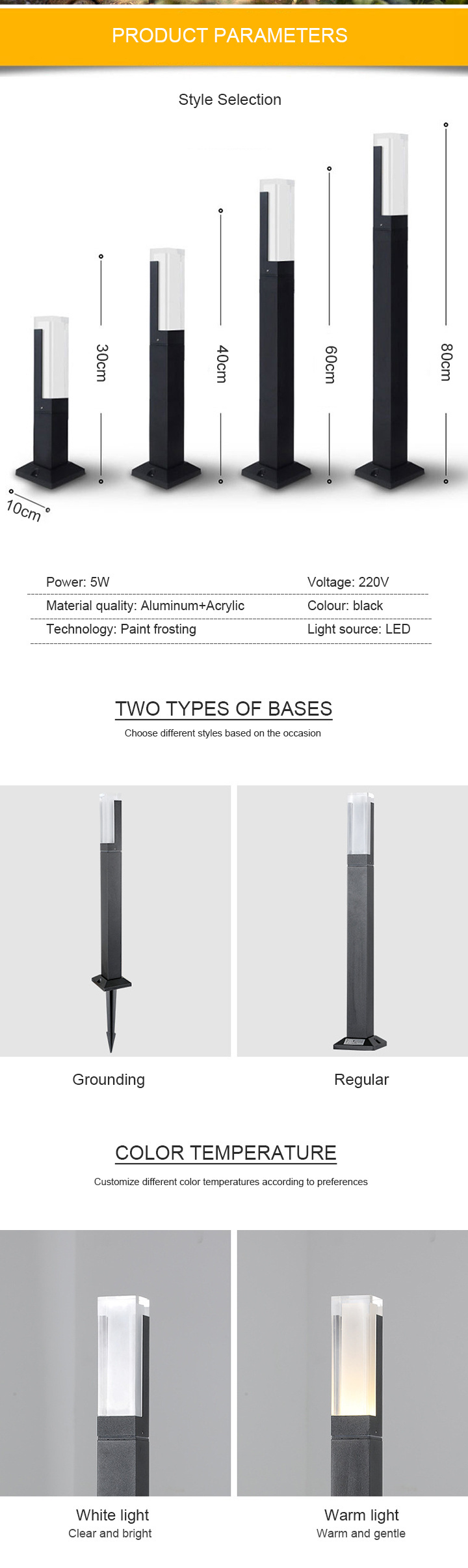 Shinyland Garden Lamp Ip65 Waterproof 7w 10w Modern Hotel Home Decoration Outdoor Bollard Led Lawn Light