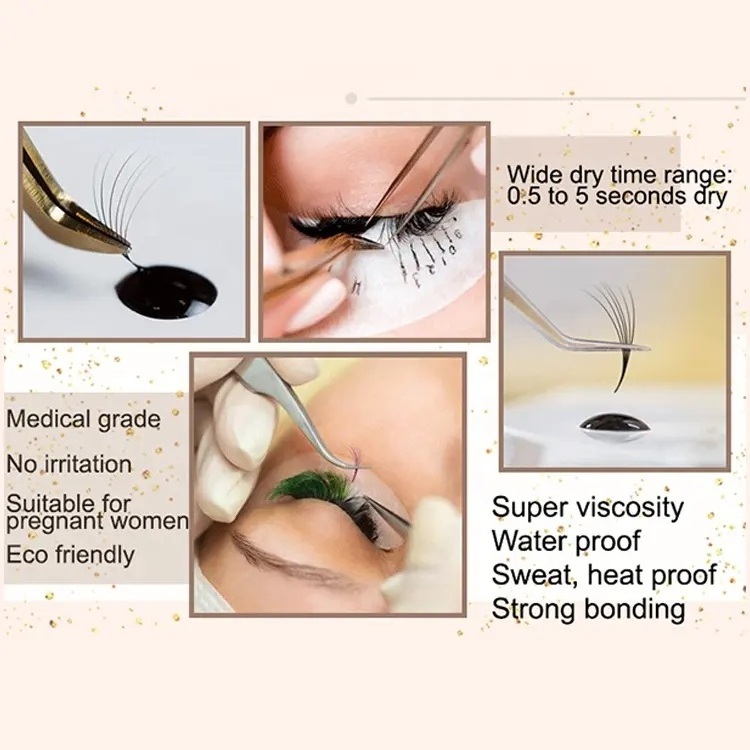 Wholesale 10ml 6-7 Week Lasting clear lash extension glue private label 0.5 sec eyelash adhesive latex free waterproof lash glue