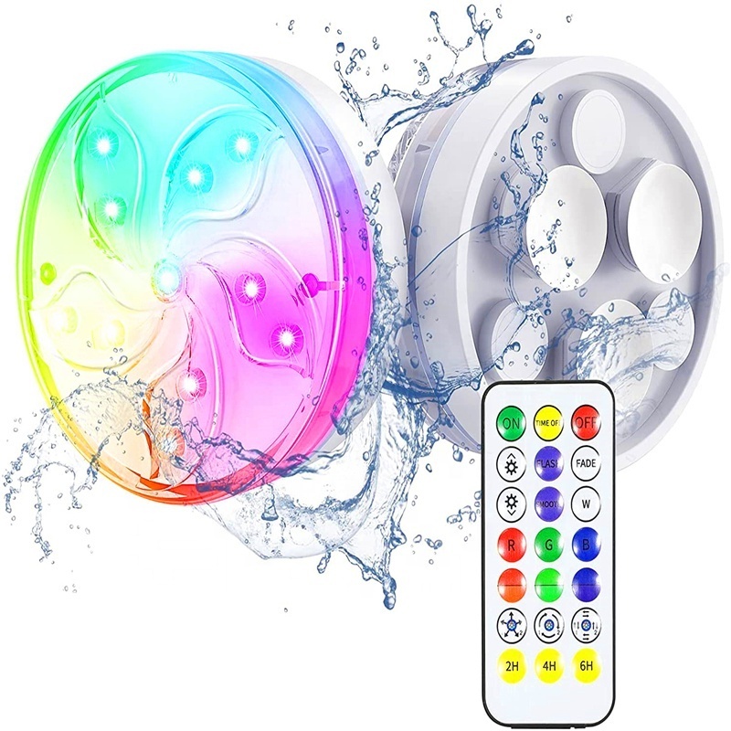 Hot sales  IP68 Waterproof submersible led  swimming pool lights underwater with RF remote for vase decoration