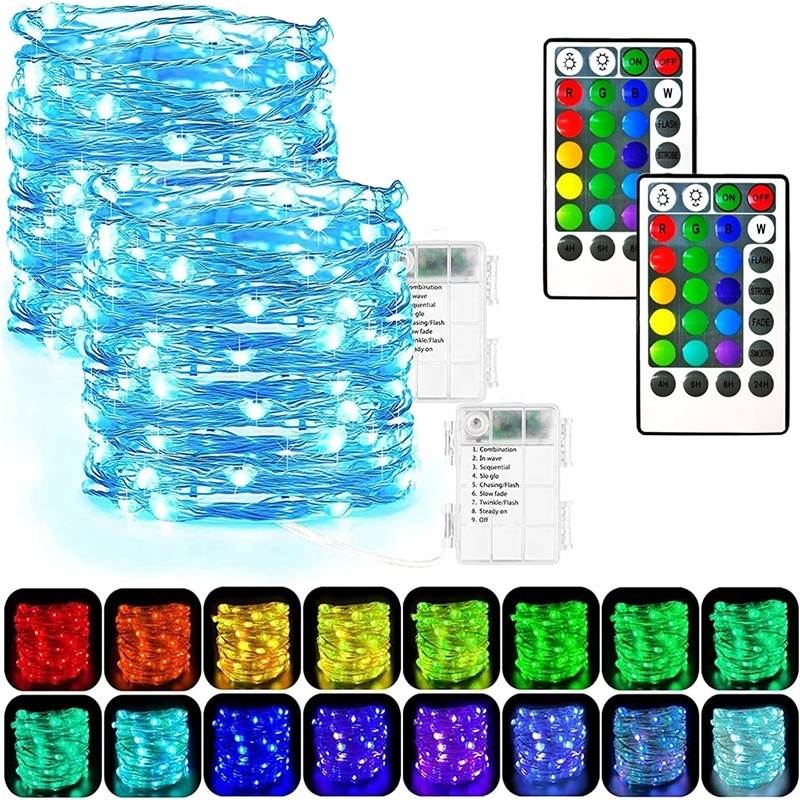 Waterproof with 28 keys Remote Control Fairy Lights Battery Operated full color garland 5m Copper Wire LED string light