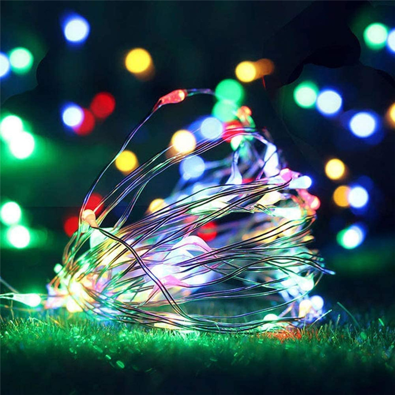 33ft 100 LEDS  IP68 Led String Lights 3AA Battery Operated RGB Color With 8 Modes Remote Control For Christmas Decorations