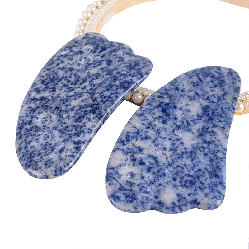 best selling products 2023 Customized Jade Gua Sha Blue Spot Stone Scraping  Massage Gua Sha Board Face and Body Skin