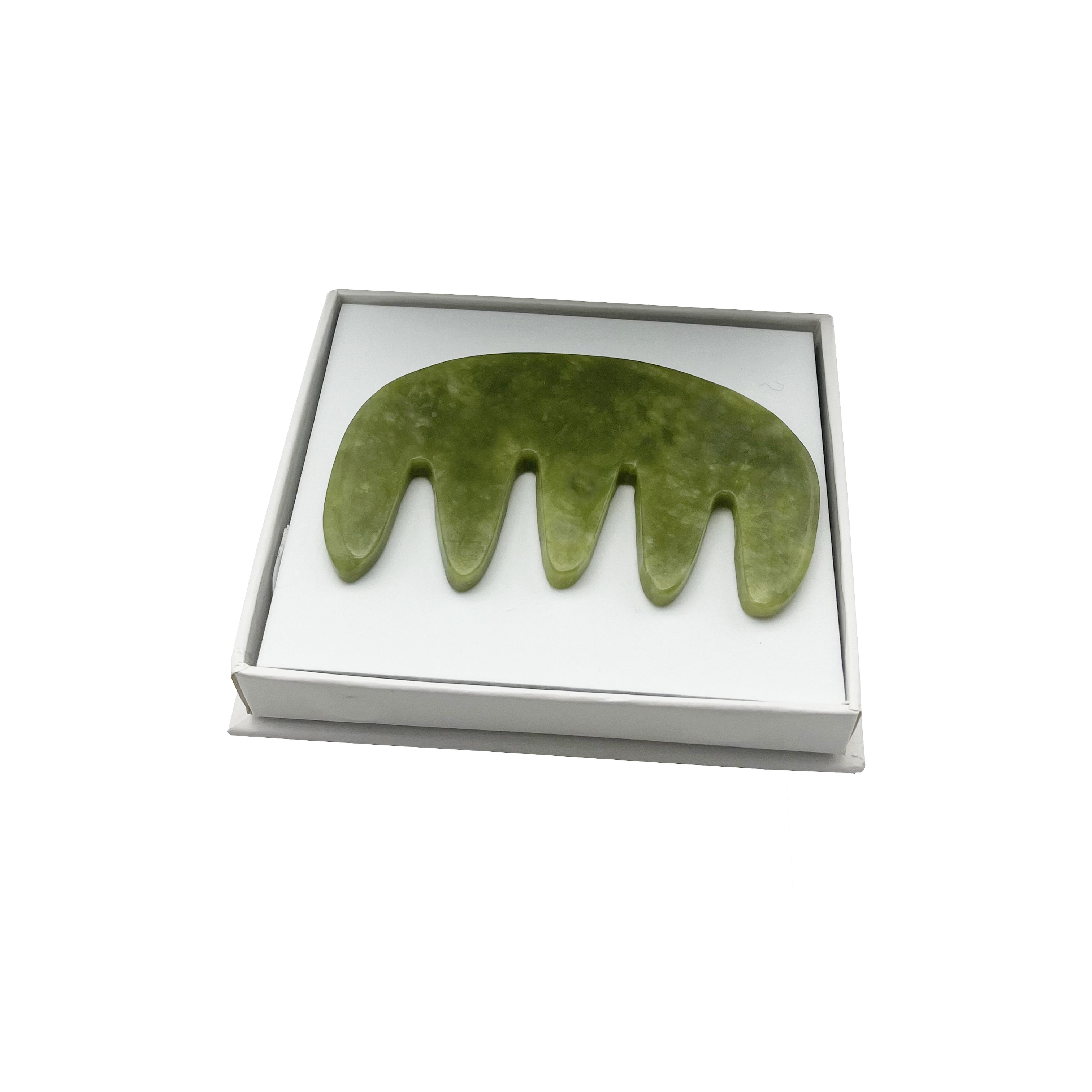 Natural Dark Green Jade  Material Gua Sha Comb Jade Massage Tool Moon Shape Scraping Massage Hair Comb Without Box