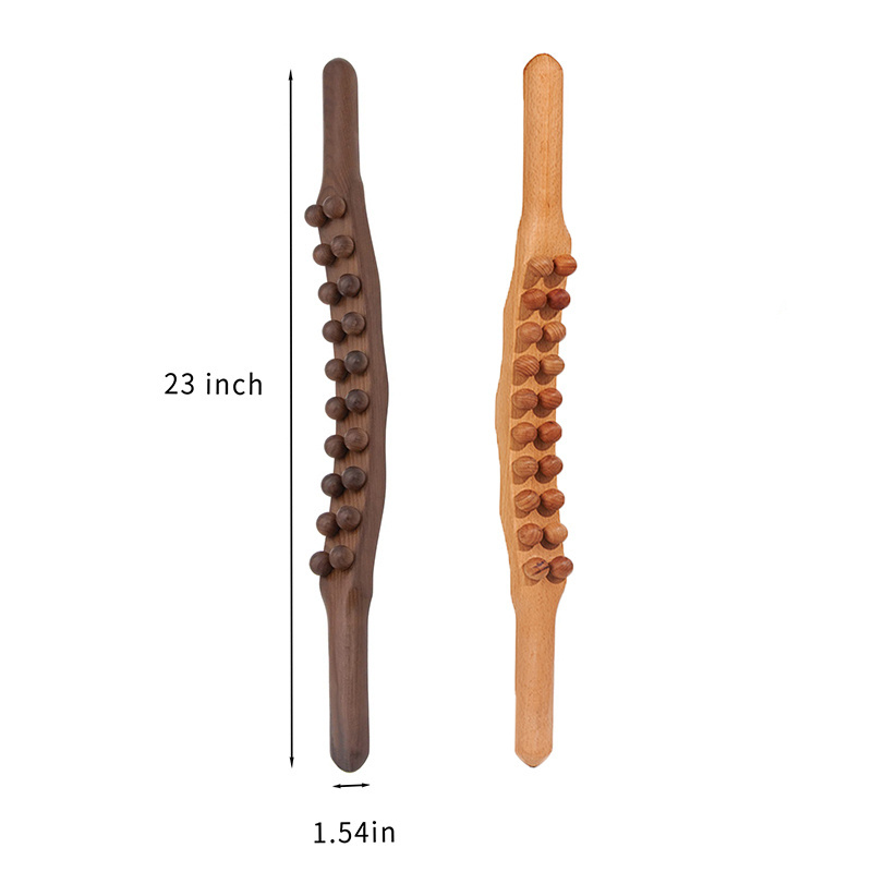 Best Selling Products 2024 Guasha Wood Stick Tools Wooden Therapy Scraping Lymphatic Drainage Massager Double Row 20 Beads Point