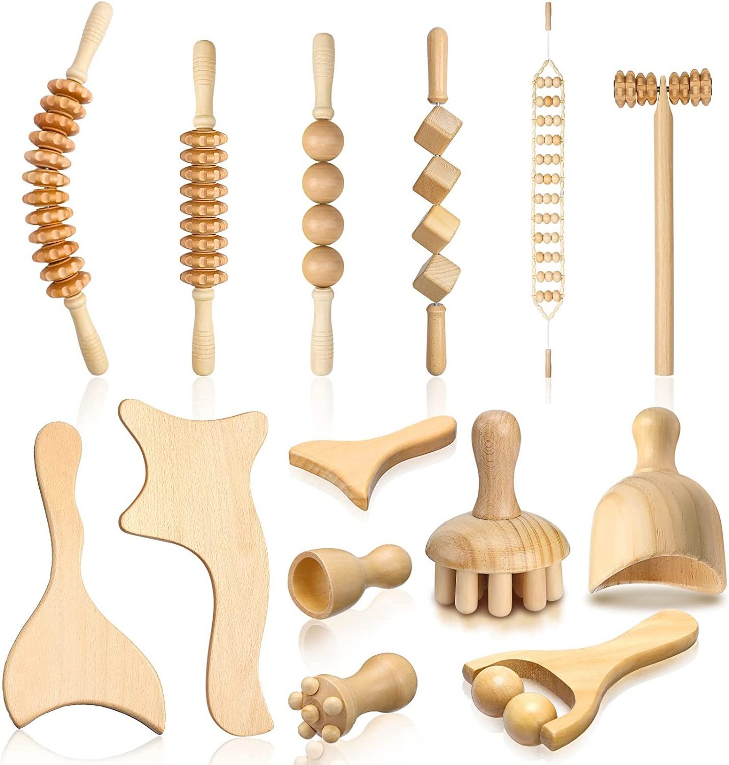 trending products 2024 new arrivals Wood Therapy Massage Tools Wooden Body Face Sculpting Tools Wood Roller Massager Fascia