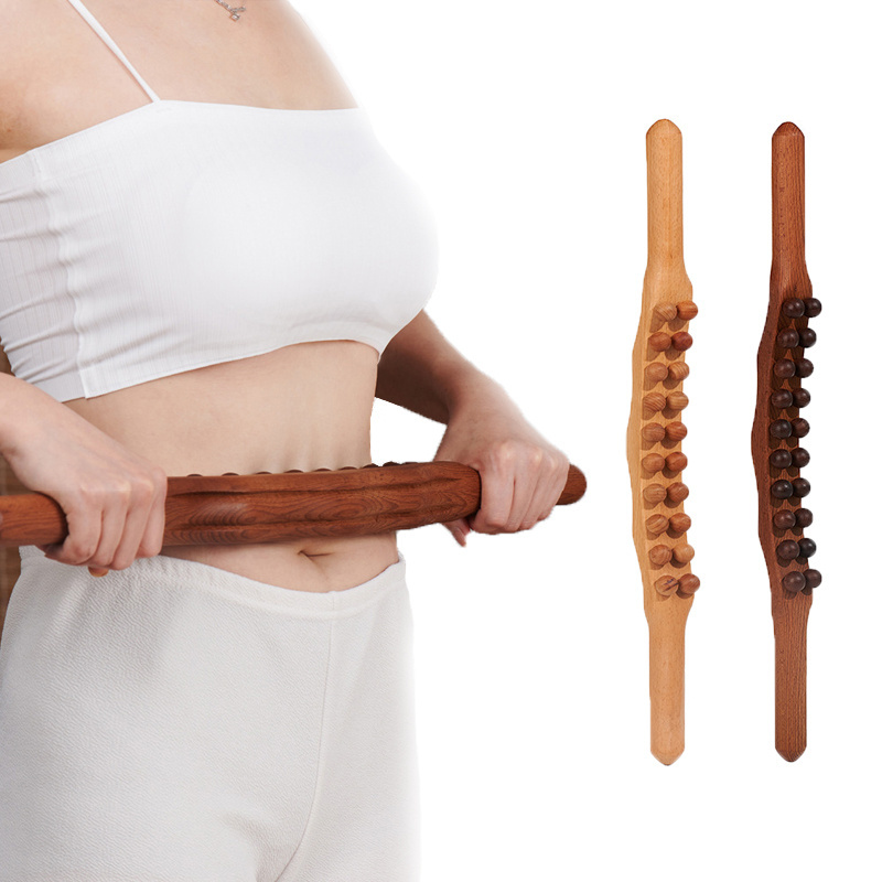 Best Selling Products 2024 Guasha Wood Stick Tools Wooden Therapy Scraping Lymphatic Drainage Massager Double Row 20 Beads Point