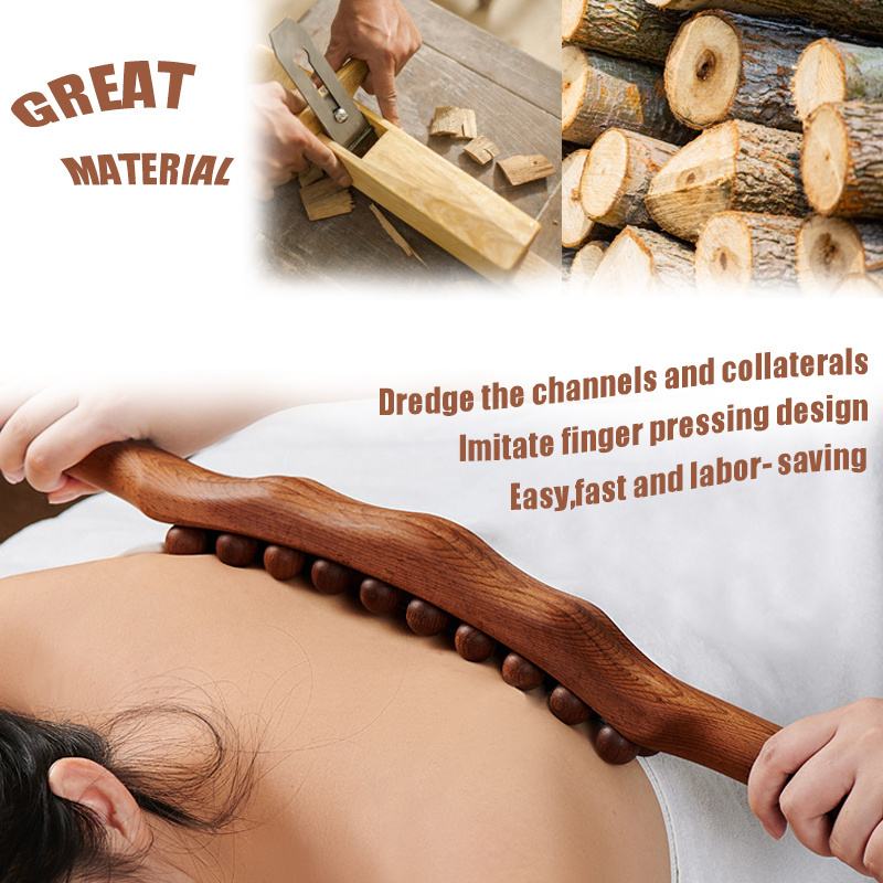 Best Selling Products 2024 Guasha Wood Stick Tools Wooden Therapy Scraping Lymphatic Drainage Massager Double Row 20 Beads Point