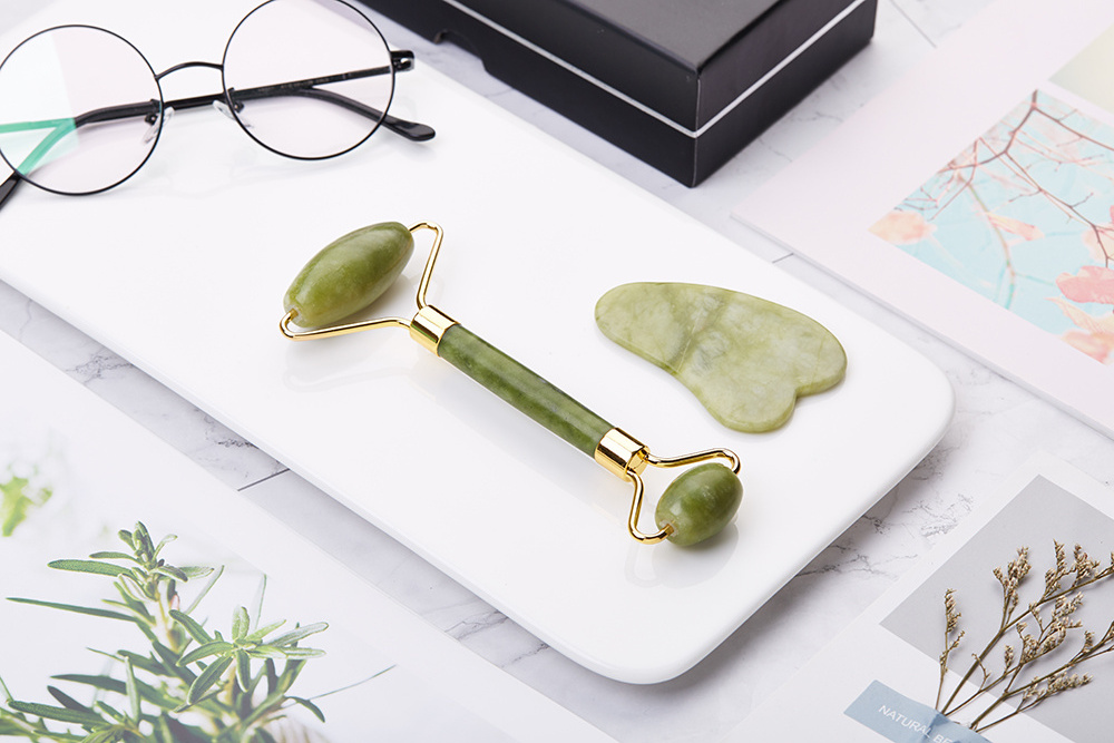 Facial Roller Gua Sha Tool Guasha Stone Jade Roller Gua Sha Set with Box