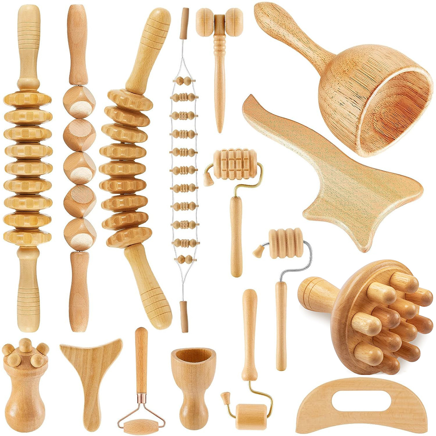 trending products 2024 new arrivals Wood Therapy Massage Tools Wooden Body Face Sculpting Tools Wood Roller Massager Fascia