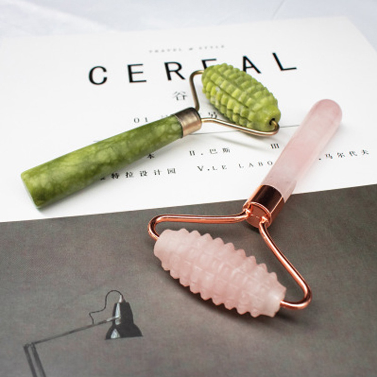 Natural  Facial Green Jade Roller Crystal Massage Kit Single Head Jade Roller