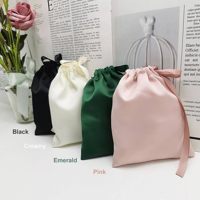 Custom Satin Pouch Bag with Logo for Hair Clothes Shoes Jewelry Cosmetics Gift Silk Satin Bag Packaging Wig Storage Bag