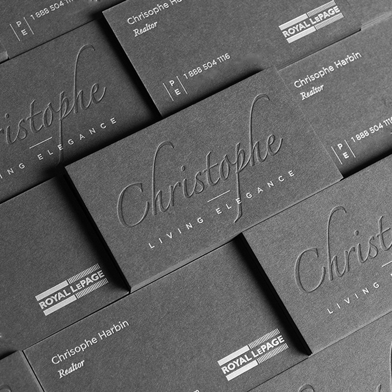 Custom Name card with your design embossed letterpress printing paper business cards Thank you cards