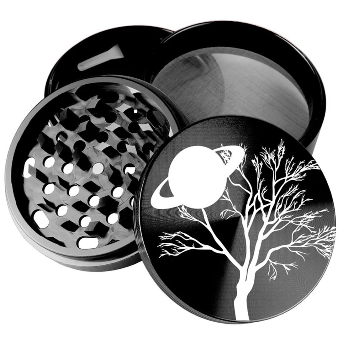 Custom Logo Metal 40mm 4piece Large Herb Grinders Black Grinders Herbal