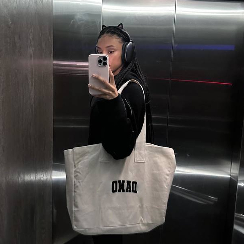 Custom Printed Extra Large Capacity Tote Bag With Logo Heavy-Weight Brand Organic Shopping bag Oversize Canvas Bag For Women