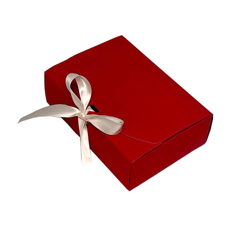 Ribbon Packing Custom Shape And Logo Folding Cosmetic Jewelry Kraft Paper Candy Gift Boxes Cartridge Packaging Paper Box