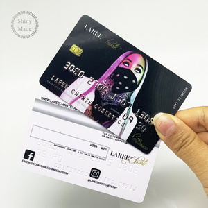 Custom credit card style business cards with embossed number and holographic overlay for pvc business card