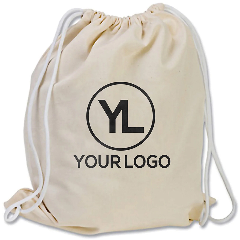 Custom High quality Canvas Cotton Zipper Drawstring Backpacks Large Capacity Travel Bags with Logo