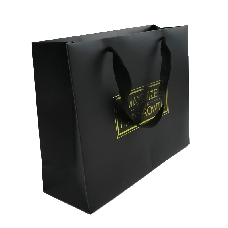 Custom Luxury Black Clothes Store Retail Packaging Gift Carry Bags Boutique Shopping Paper Bags With Your Own Logo