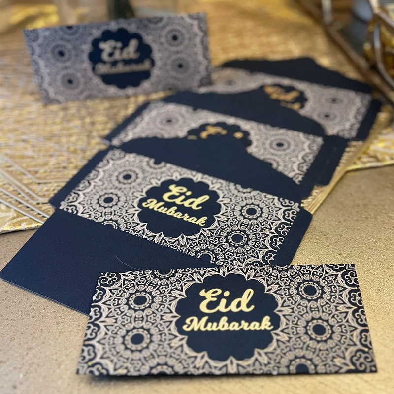 Custom Logo Cash Envelopes Eid Mubarak Ramadan Money Decorative Paper Package Red Packet Party Supplies Eid New Year Red Packet