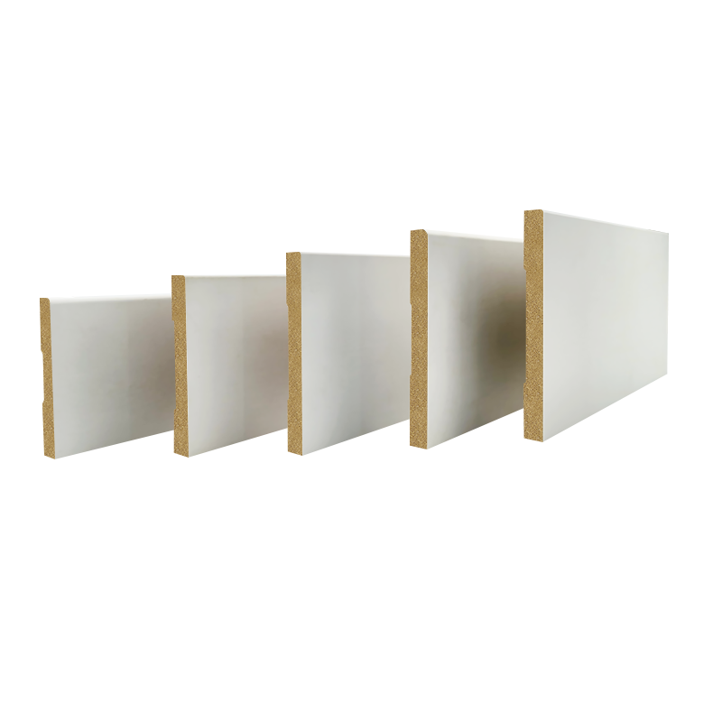 3/4 in. x  5-1/4 in. White Primed Cover Baseboard MDF Trim Moulding