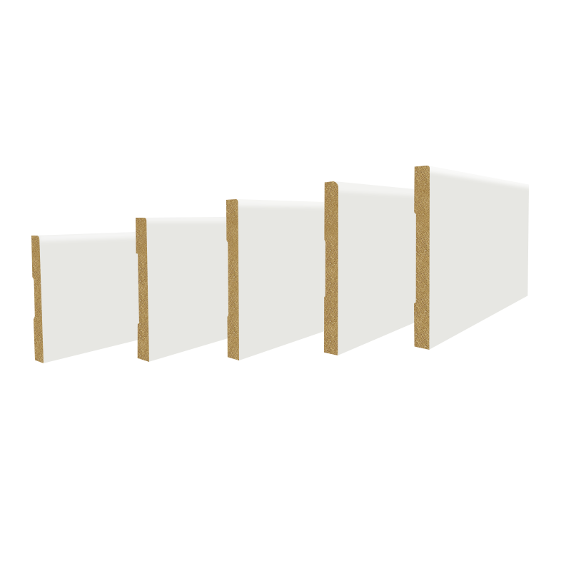 Home Dep0t Modern Classic Interior White Primed MDF Baseboard Trim Flat Square Floor Base Molding Difference Sizes