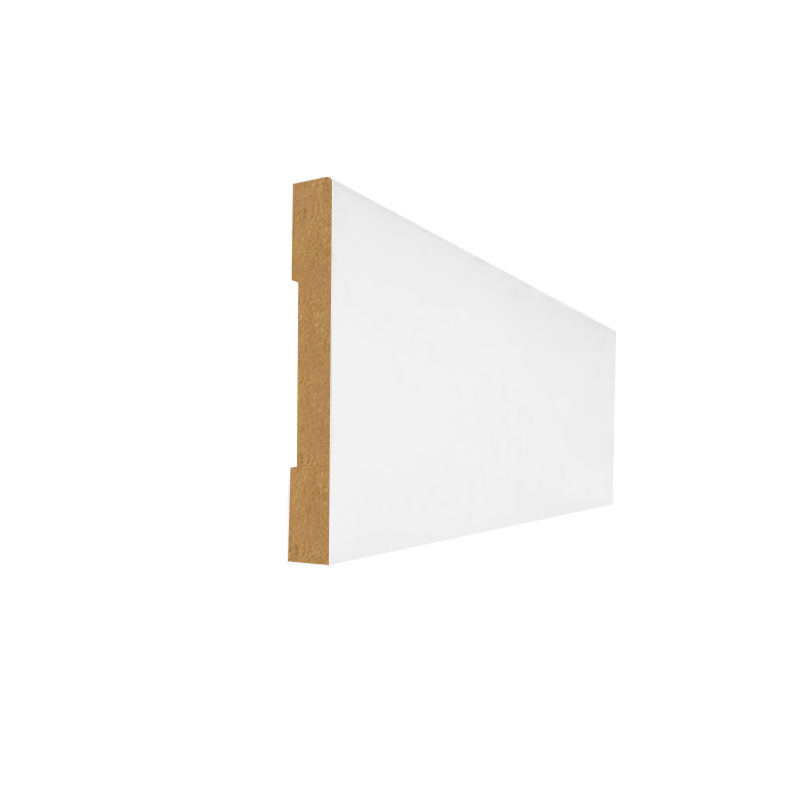 3/4 in. x  5-1/4 in. White Primed Cover Baseboard MDF Trim Moulding