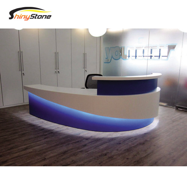 Bespoke circular shape solid surface reception desk