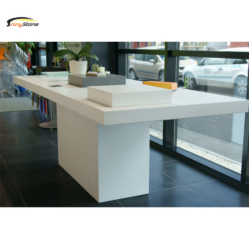 Contemporary chain shop composite solid surface extendable marble dining table