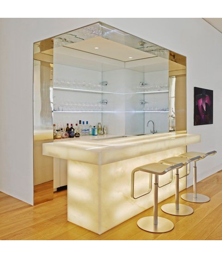 Brilliant RGB translucent stone solid surface juice bar counter for sale