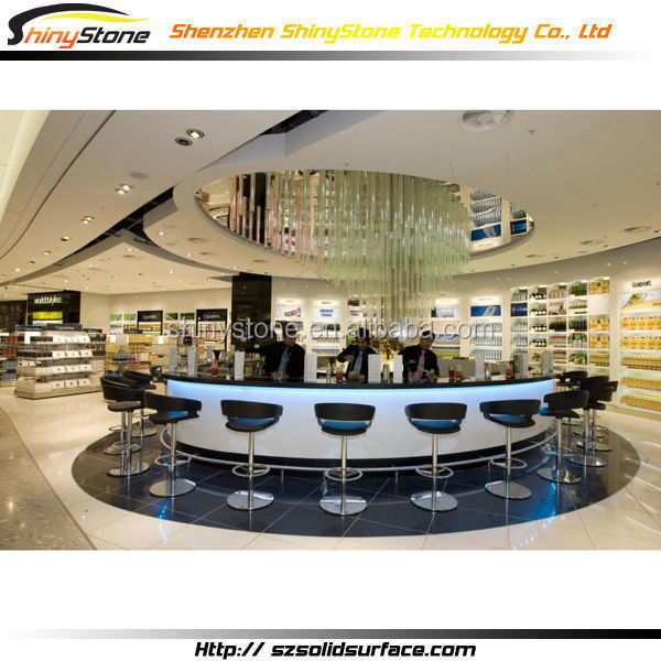 Illuminated circular shape solid surface/man-made stone round bar