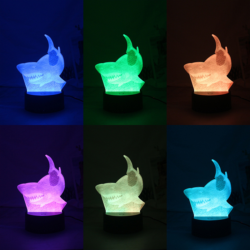 Manufacturer RGB Visual Room Decoration Kids Desk Table Bedside Custom Dinosaur Acrylic LED Illusion Night Light 3D Lamp