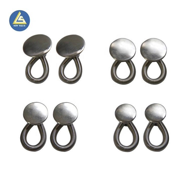 Mixed sizes packed metal collar button extenders with elastic in the spring