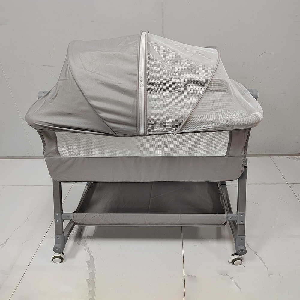 Adjustable Height 3-in-1 Modern Metal Baby Bassinet Rocking Newborn Infant Bedside Crib for Living Room Bedroom Use