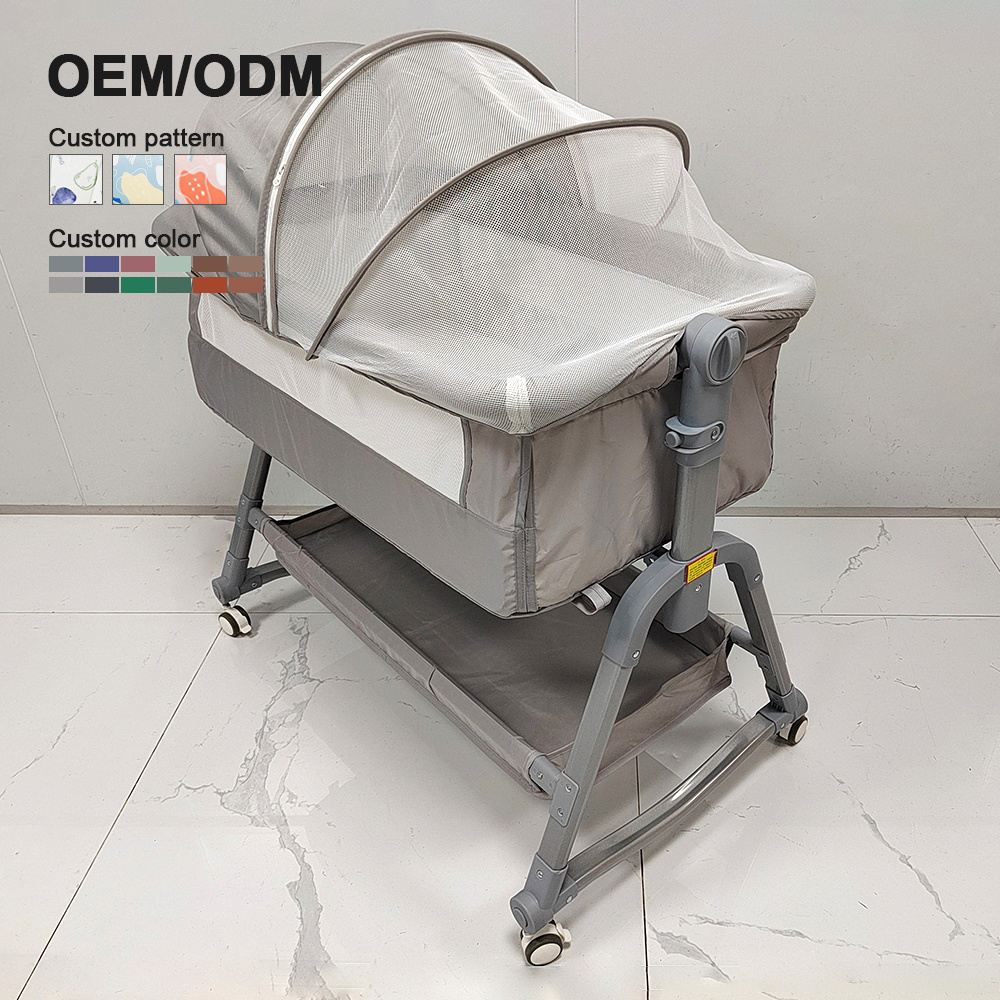 Adjustable Height 3-in-1 Modern Metal Baby Bassinet Rocking Newborn Infant Bedside Crib for Living Room Bedroom Use