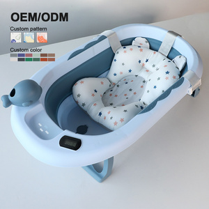 Wholesale Portable Foldable Collapsible Plastic Newborn Infant To Toddler Baby Bath Tub With Stand Temperature Sensor Shower