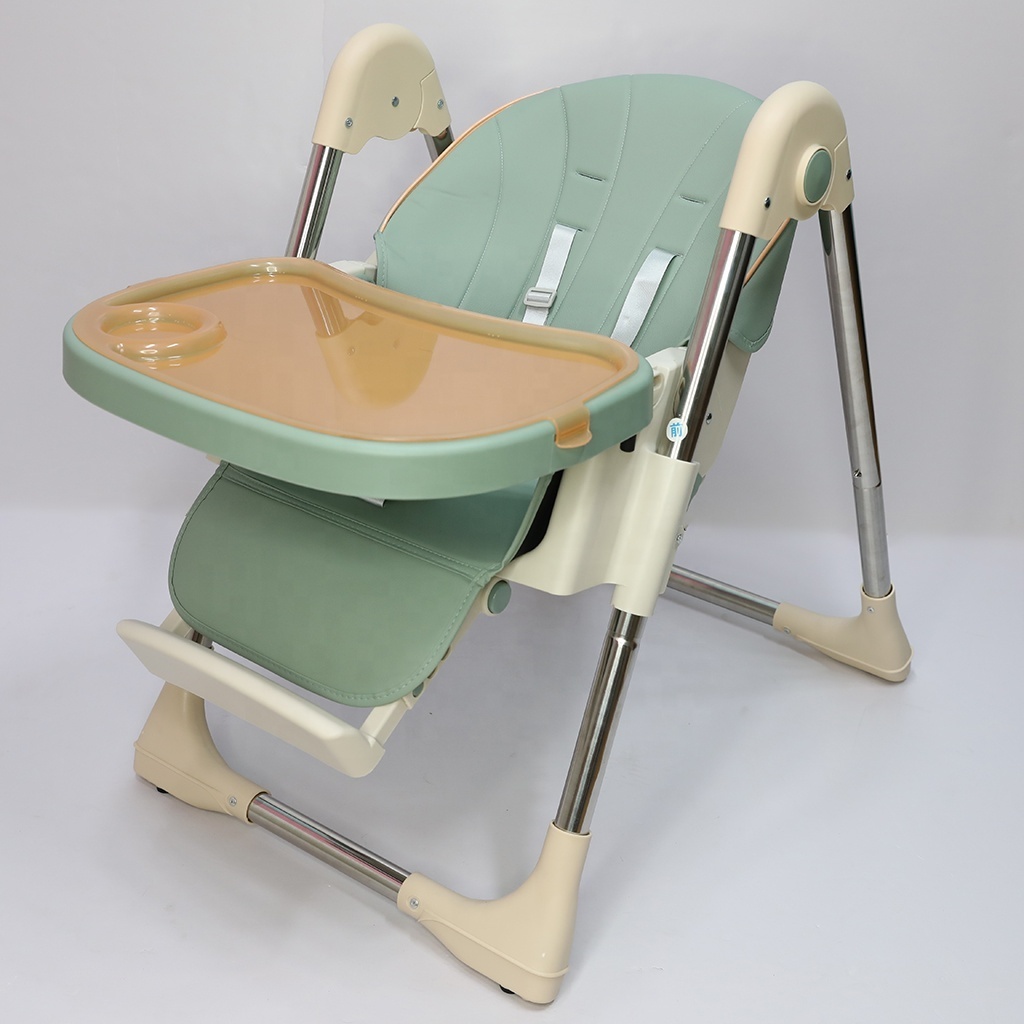 Adjustable Height Foldable Unique Portable Folding Plastic Kids Eating Dining Baby High Chair With Wheels For Children Feeding