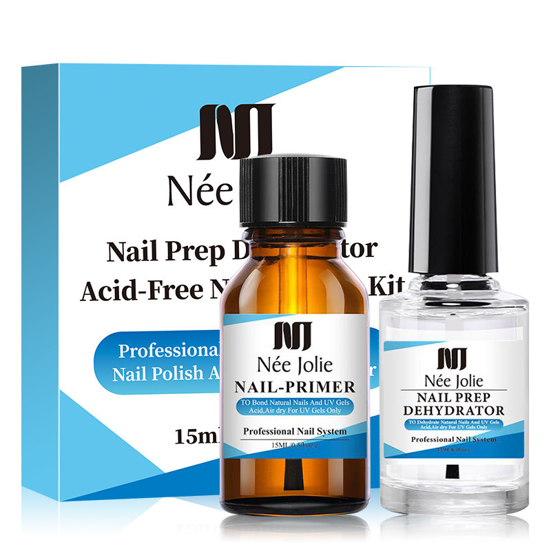 2 PCS/Set  nail prep dehydrator and ACID-FREE Primer Acrylic UV Gel Base Coat Primer Air Dry nail art primer