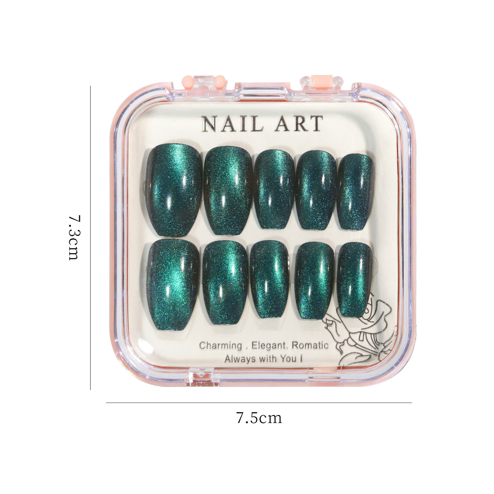 Custom Handmade False  Cat Eye Style Short Medium 3D Acrylic Press On Nails Tips Set