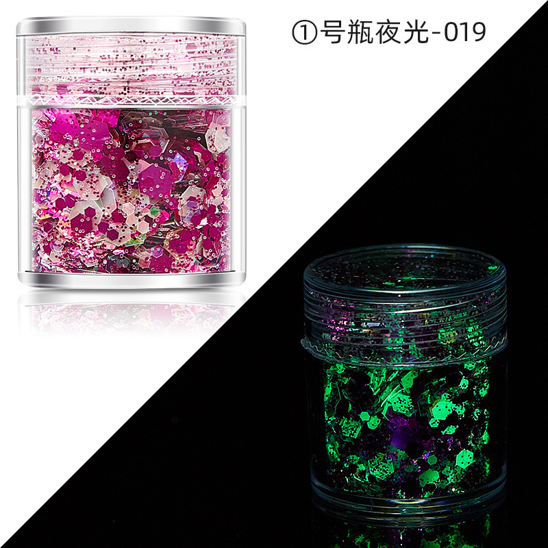 12/18/24 Colors Glow in The Dark Luminous Acrylic Nail Glitter Powder Luminous Glitter Powder Mixed Set Nail Paillette