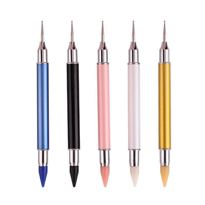 Wax Pencil for Rhinestones Acrylic Handle Applicator Double Head Dotting Pen Jewel Pick Tool with Storage Case Acrylic Nail Pen