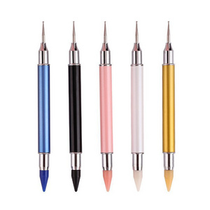 Wax Pencil for Rhinestones Acrylic Handle Applicator Double Head Dotting Pen Jewel Pick Tool with Storage Case Acrylic Nail Pen