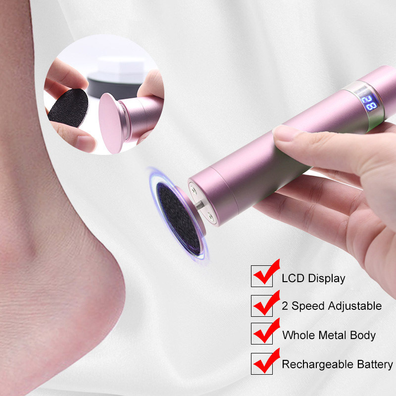 2023 NEW Custom Logo Professional Mandrel Disc 2 in 1  LCD Rechargeable Cordless Callus Remover Electric Foot File