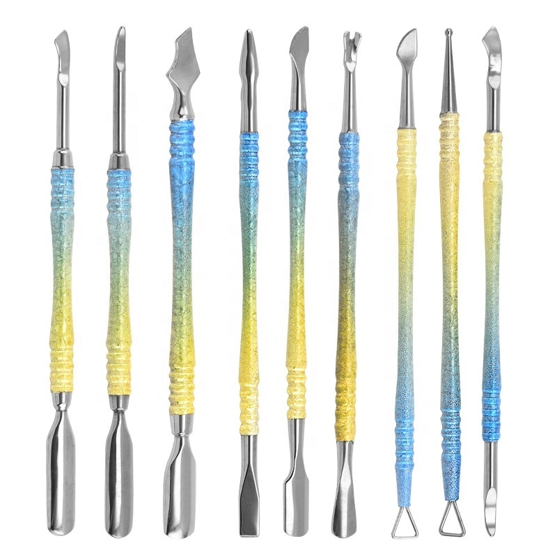 Stainless Steel Dual-Head Cuticle Pusher Gradient Nail Art Spoon for Salon Use Finger Nails Polish Remover Manicure Pedicure