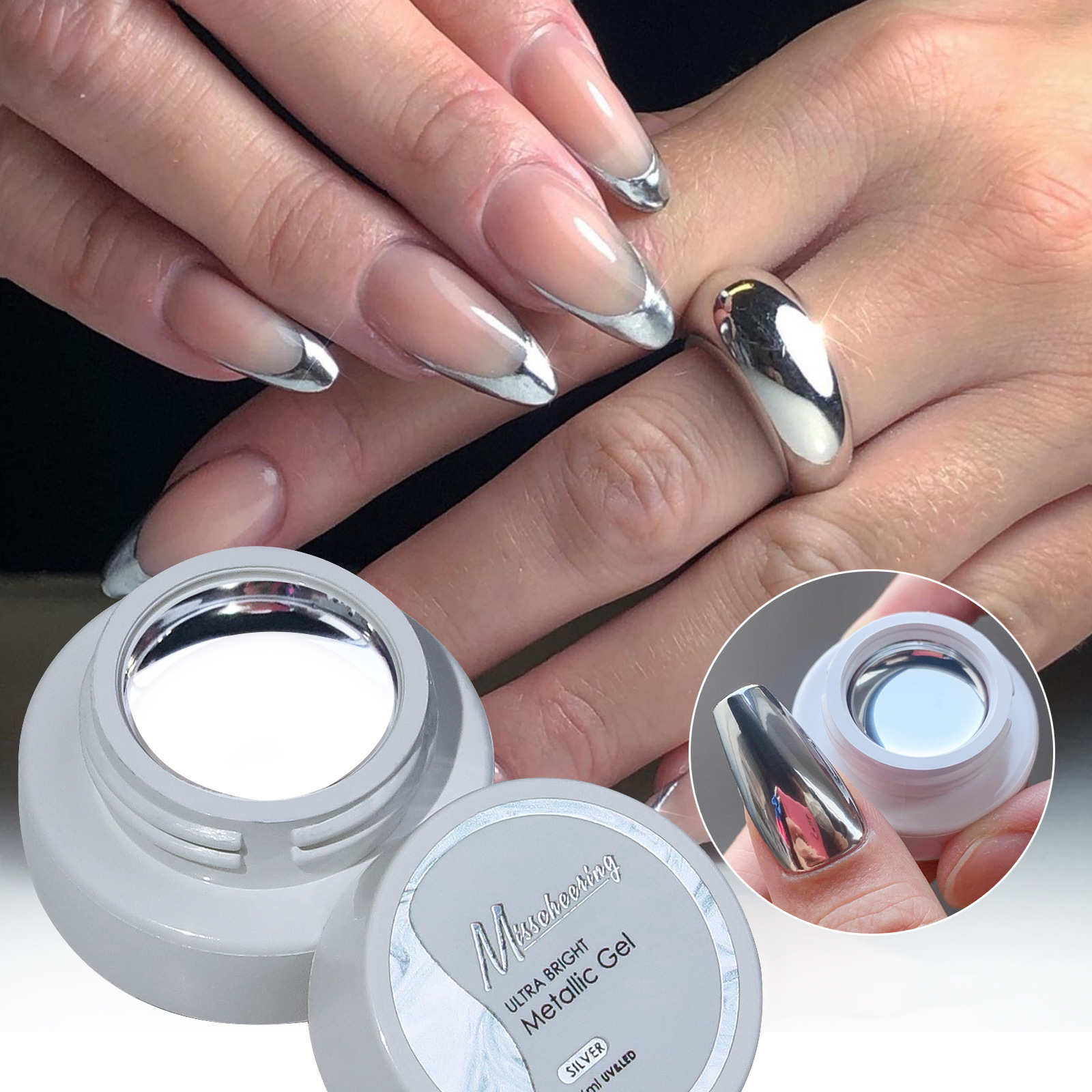 New nail product 2023 mirror metallic gel polish Metallic gel Paint High Pigmented Chrome Liner Gel Nail Art