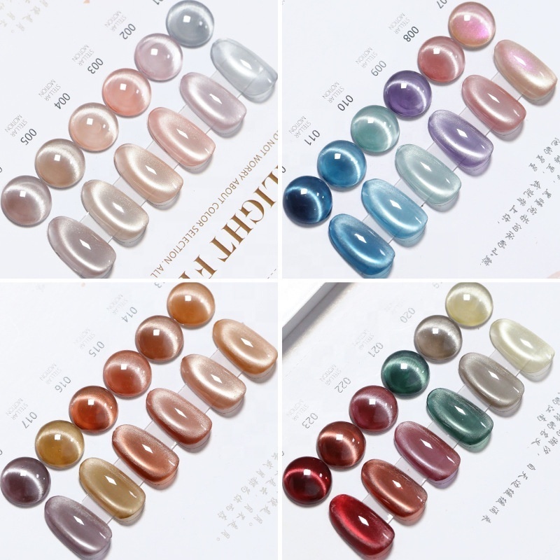 2024 New UV Gel Nail Polish Moonlight Cat Eye Glue with Glass Beads Water and Light Mirror Porcelain White Nail Art Polish