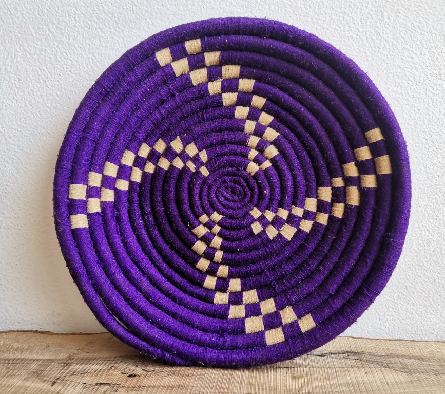 Purple Moroccan Traditional Wicker Plate In Natural Raffia Moroccan Basket Home Decor Boho deco