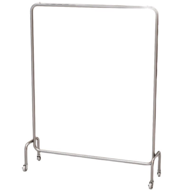 Hot-selling clothing floor display stand stable hanger Clothes Hangers stainless steel silver with wheels display stand